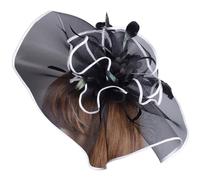 SLXLYH Chapeau bibi à fleurs avec pince à cheveux pour femme, accessoire de fête à thème (noir, taille unique)