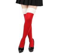 SLXLYH Christmas Celebration Striped Thigh High Stockings With Furry Top Cuffs Festival Cosplay Party Over The Knee Long Socks Long Tube Socks