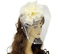 SLXLYH Couvre-chef style années 1920 avec pince à cheveux noire, filet fleur et épingle à cheveux pour femmes et filles (beige)