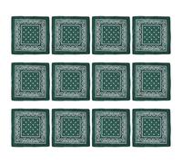 SLXLYH Lot de 12 foulards carrés à imprimé de fleurs de cajou pour activités de plein air (noir et vert)