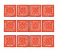 SLXLYH Lot de 12 grands foulards carrés tendance avec imprimé fleur de cajou pour activités de plein air (orange rouge)
