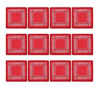 SLXLYH Lot de 12 grands foulards carrés tendance avec imprimé fleur de cajou pour activités de plein air (grand rouge)