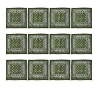 SLXLYH Lot de 12 grands foulards carrés tendance avec imprimé fleur de cajou pour activités de plein air (vert olive)