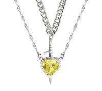 SLXLYH Lot de 2 colliers en forme de cœur et d'épées symbolisant l'Union des esprits et du courage avec revêtement noir robuste pour un usage quotidien (jaune), As shown, Acier inoxydable