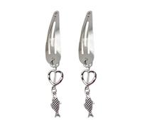 SLXLYH Lot de 2 épingles à cheveux en métal brillant pour femme - Pendentifs accrocheurs - Sensation métallique - Frange à cheveux (poisson d'amour blanc)