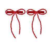 SLXLYH Lot de 2 pinces à cheveux élégantes en forme de bec de canard avec perles pour femme (rouge, pince à bec de canard)