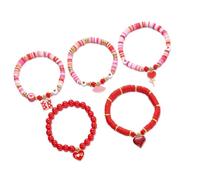 SLXLYH Lot De 5 Bracelets Romantiques en Forme De Cœur pour La Saint-Valentin Ensemble Chaîne De Poignet Design Empilable Confortable pour Les Bracelets en Forme De Cœur pour Une Journée