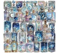 SLXLYH Pack of 50 Moon Phase Bottle Stickers Waterproof Pet for Notebook Guitar Phone Case Decoration Stationery Stickers