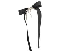 SLXLYH Pince à cheveux longs en satin avec perles pour femmes et filles (noir)