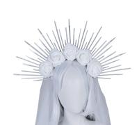 SLXLYH Serre-tête VirginMary pour femme - Bandeau de mariage baroques à fleurs - Décoration de cheveux - Blanc - Taille L