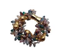SLXWSXZE 4 Strands 6x12mm Multi Color Crystal 13x20mm Brushed Bead White Pearl Bracelet Designer Jewelry