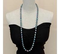 SLXWSXZE Freshwater Cultured Black Rice Pearl Long Necklace 32.5" 925 Silver Clasp