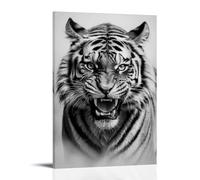 SLYASZX Poster Tigre noir et blanc sur toile, peinture à l'huile décorative à suspendre, peinture à suspendre pour maison, salon, chambre à coucher, salle à manger, style mur 30 x 45 cm