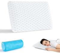 Slybear Oreiller en mousse à mémoire de forme, super fin, 40 x 60 x 7 cm, doux pour un sommeil réparateur, avec sac pour les voyages, le yoga, la méditation, avec housse lavable