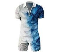 SLYGOU Fashion Ensemble SurvêTement pour Homme,Polo Jogger Complet VêTements Survetement Foot Homme Couleur Unie Top et Short Pantalon de Jogging Sportif