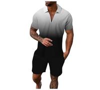 SLYGOU SurvêTement de Sport pour Homme,Polo Tenue Homme Vetement Musculation Survetement Foot Été 2 Pièces Costume Décontracté et Pantalon ete Mode VêTements Outfit