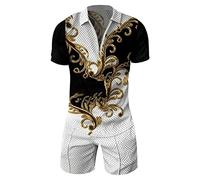 SLYGOU Track Suit SurvêTement Homme,Polo VêTements De Sport pour Homme Ensemble Jogging Sports Survetement Foot Couleur Unie Top et Short Pantalon Cargo Costume Course Gym