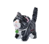 SLYHHZHMY Chat en Peluche Qui Apprend à Parler Et à Chanter (12 Chansons) Animaux en Peluche Chat électrique avec Lumières Multicolores (Gris foncé)