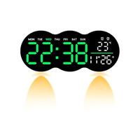 SLYHHZHMY Horloge Murale Numérique LED Affichage De L'heure Date De Semaine Température Réveil avec Télécommande Bas avec Projecteur Adapté à La Maison Décoration De Bureau (Vert)