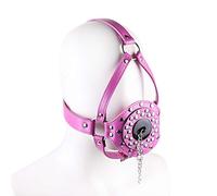 SM Bâillon de bouche extrêmement bâillon, bouche, tête de bondage, harnais, cuir rivet avec trous d'aération, bouche ouverte, adulte, flirtttoy pour débutants (rose foncé)