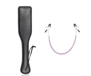 SM Bondage Paddle Erotique Cuir Flogger Fouet Fétiche Réglable Pinces à tétons Collier avec chaîne de seins SM Bondage Cosplay Sex toys Adultes
