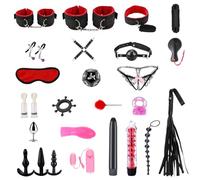 SM kit de bondage Oziral 26PCS BDSM kit de sex toyspour pour couple Rouge