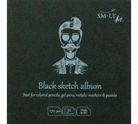 SM-LT Livre de dessin carré 180° - Noir - 14x14 cm - 32 feuilles - 170 gsm