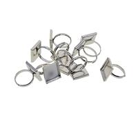 SM SunniMix 10 Pièces 16mm Bague Carrée DIY Réglable pour La Fabrication de Bijoux, Argenté