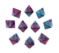 SM SunniMix 10pcs Dés 8 Faces de 18mms Jeu de Dés Bicolore - Violet + Bleu
