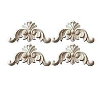 SM SunniMix 4X Bois sculpté Applique Cadre Sculpture sur Bois Non Peint Figurine Figurines en Bois moulures pour lit Armoire Placard décoration Ornement, 6cmx6cm