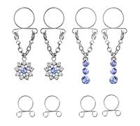 SM SunniMix 8 Pack Crystal CZ Clip sur de Fausses Bagues de Mamelon, des Goujons de Mamelon Non Percé Bagues Bouclier Boîtier de Corps pour Femmes Filles