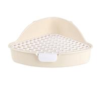 SM SunniMix Bac Litiere Chat, Litiere Lapin, Maisons De Toilette pour Chats, Bac à Litière pour De Taille Moyenne Toilette d'angle avec Grille pour Fournitures Accessoires De Cage, Blanche