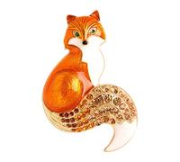 SM SunniMix Broches de Strass de Broche de Renard d'émail de Mode pour Le Cadeau de décoration de Sac à Dos Les Femmes Revers - Orange