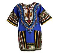 SM SunniMix Broderie Unisexe Robe Coton Dashiki Chemise Hippie Tshirt, Bleu Royal, Unique