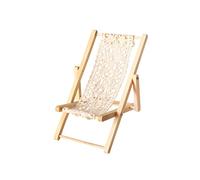 SM SunniMix Chaise longue de maison de poupée Mini chaise pliante 1/12 échelle ornement hôtel décors non peints meubles de maison de poupée chaise de plage en