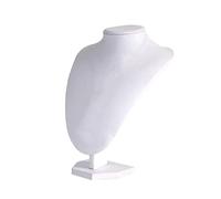 SM SunniMix Collier Présentoir Buste Présentoir Bijoux Support, Blanc, Recouvert de Similicuir et Coton - 29x21x18cm