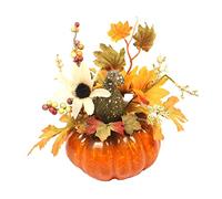 SM SunniMix Déco Automne Intérieur, Décoration Halloween, Citrouille Artificielle avec des Fleurs Ornement Guirlandes Bonsaï Couronnes d'automne Accessoires De Photographie Centre De Table