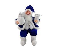 SM SunniMix Décorations De Noël Originales, Figurine Noel, Figurine De Père Noël, Père Noël Figure Père Noël Assis Poupée pour Arbre De Noël Enfant Jouets, Bleu