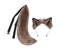 SM SunniMix deguisement de loup, deguisement oreille de loup, oreille queue de loup, kit de déguisement de cosplay jouets d'ornement en épingle à cheveux pince à cheveux mignonne, Kaki