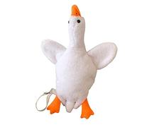 SM SunniMix Dessin animé canard sac à bandoulière voyage cartable décontracté sacs de messager forme de canard en peluche sac à main, Blanche