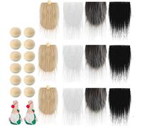 SM SunniMix Fausse Fourrure Prédécoupée GNOME Barbe de Noël en Fausse Fourrure Tissu Petites Boules en Bois Inachevées pour GNOME Nez DIY Poupées Naines Fête de