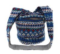 SM SunniMix Thai Bohemian Crossbody Sac à Bandoulière Hippie Zip sur Supérieur, Bleu, 35 x 18 x 32 cm