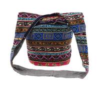 SM SunniMix Thai Bohemian Crossbody Sac à Bandoulière Hippie Zip sur Supérieur, Multicolore, 35 x 18 x 32 cm