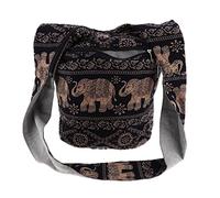 SM SunniMix Thai Bohemian Crossbody Sac à Bandoulière Hippie Zip sur Supérieur, Noir, 35 x 18 x 32 cm