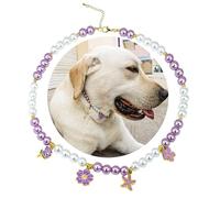 SM4BED Collier de perles blanches et violettes avec joli pendentif en forme d'étoile de mer, bijou réglable pour grands chiens, taille XXL, 52 cm