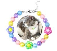 SM4BED Collier de perles pour chien et chat, perles brillantes colorées et fleur adorable, bijou réglable pour petit animal de compagnie, pour chihuahua, yorkshire, taille S : 21,8 cm
