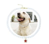 SM4BED Collier de perles pour chien, perles blanches avec joli diamant rouge brillant, bijou réglable pour grands chiens, taille XXL, 52 cm