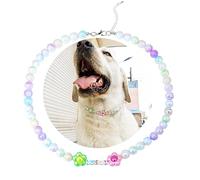 SM4BED Collier de perles pour chien, perles brillantes colorées avec fleur porte-bonheur et adorable, bijou réglable pour grands chiens, taille XXL, 52 cm