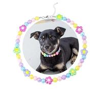 SM4BED Collier de perles pour chien, perles brillantes colorées et fleur adorable, bijou réglable pour grands chiens, taille XL, 43,2 cm