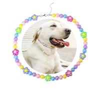 SM4BED Collier de perles pour chien, perles brillantes colorées et fleur adorable, bijou réglable pour grands chiens, taille XXL, 52 cm